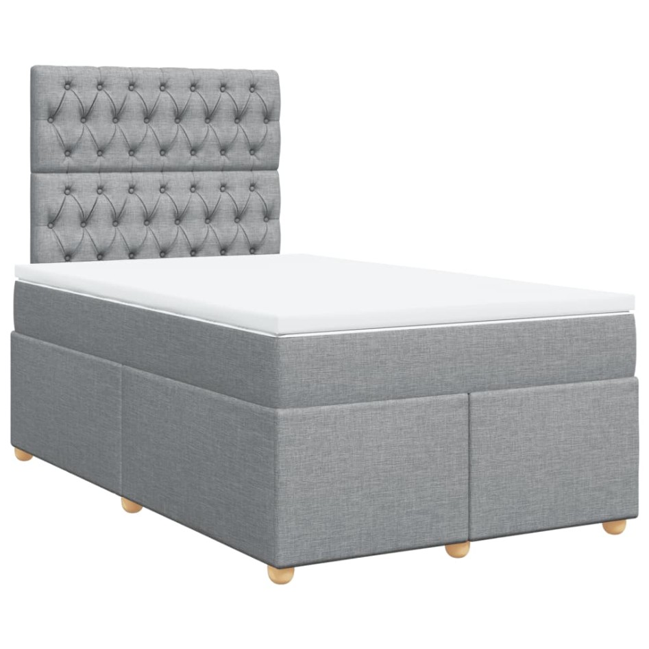 Cama box spring con colchón tela gris claro 120x200