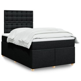 Cama box spring con colchón tela negro 120x200