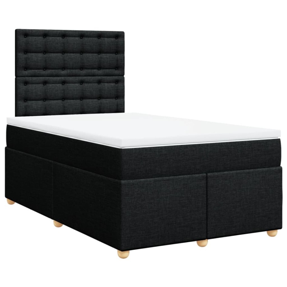 Cama box spring con colchón tela negro 120x200