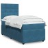 Cama box spring con colchón terciopelo azul oscuro 80x200