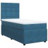 Cama box spring con colchón terciopelo azul 90x190