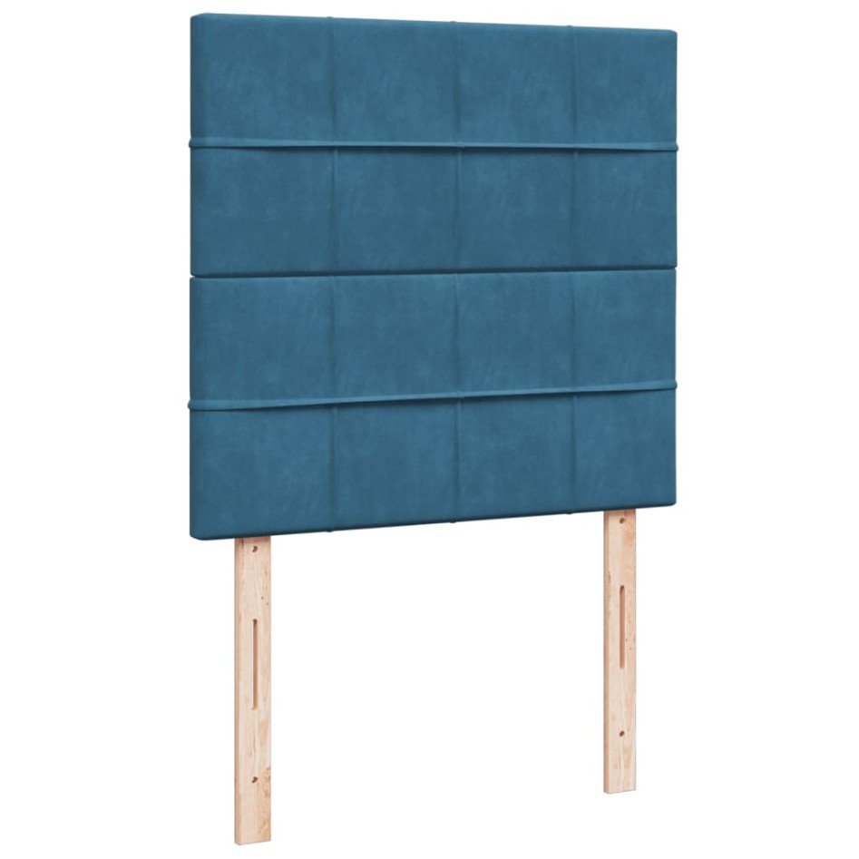 Cama box spring con colchón terciopelo azul 90x190