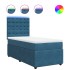 Cama box spring con colchón terciopelo azul 90x190