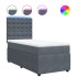 Cama box spring con colchón terciopelo gris oscuro 90x200