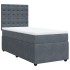 Cama box spring con colchón terciopelo gris oscuro 90x200