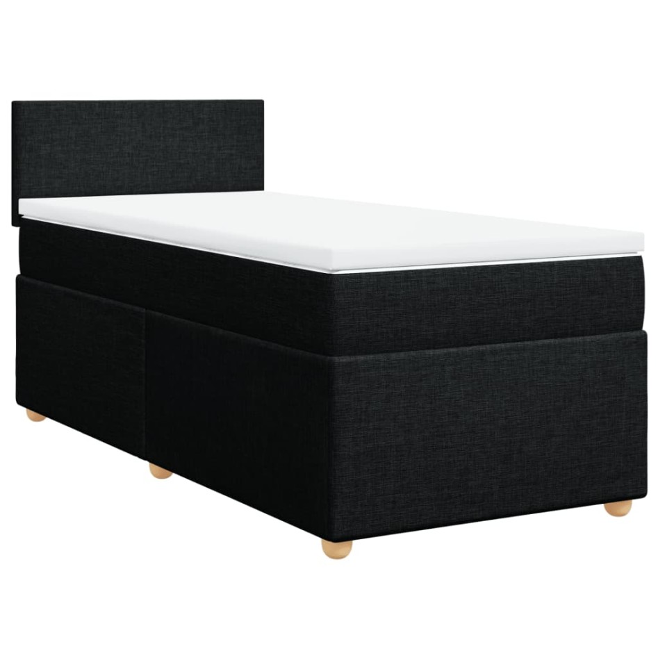 Cama box spring con colchón tela negro 80x200