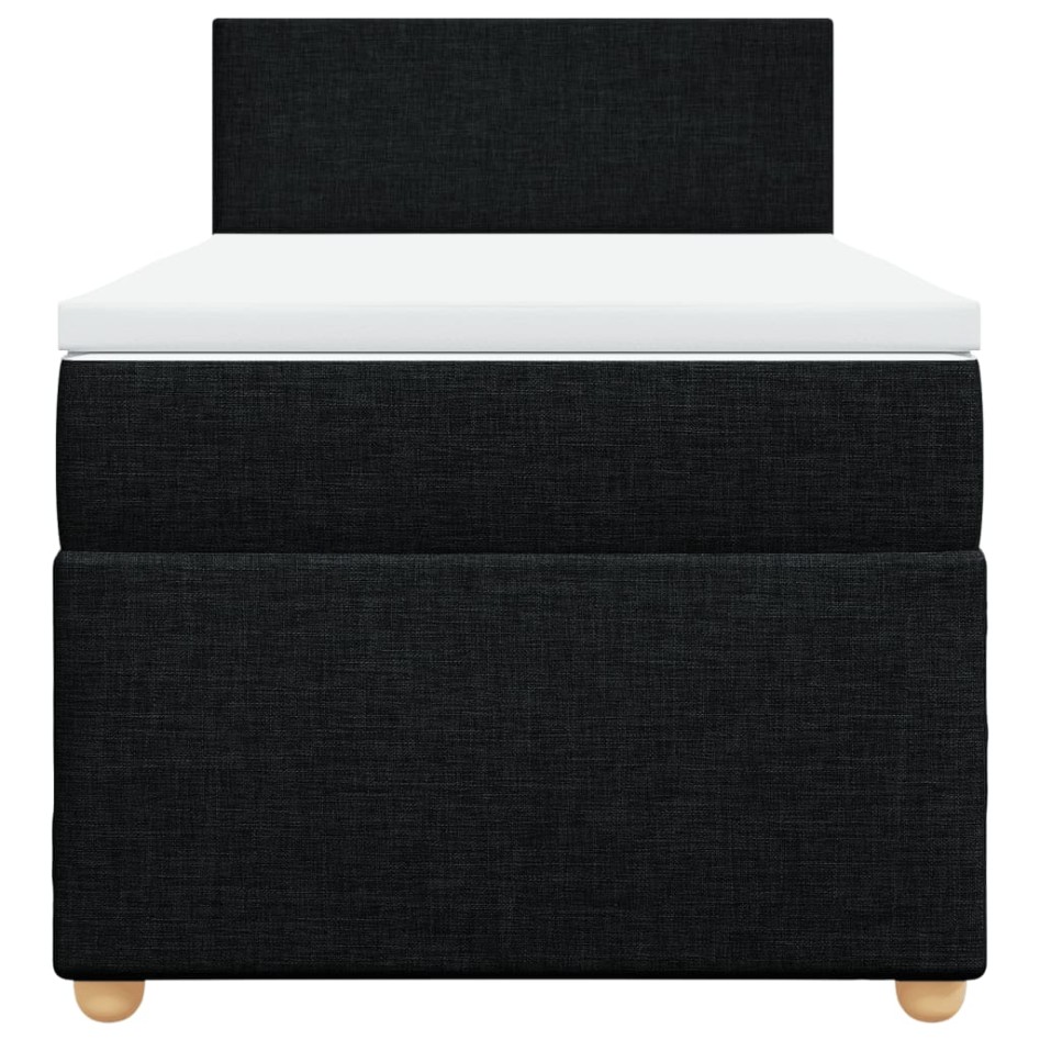 Cama box spring con colchón tela negro 80x200