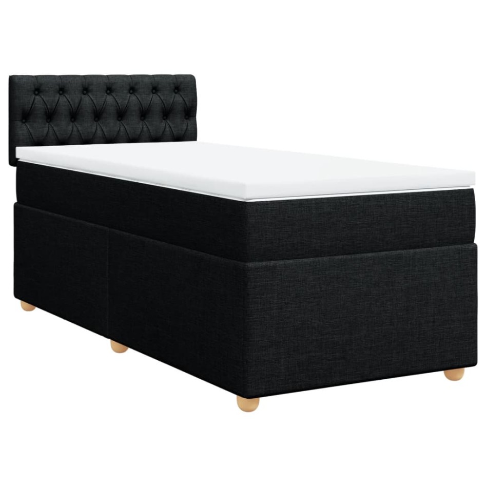 Cama box spring con colchón tela negro 80x200