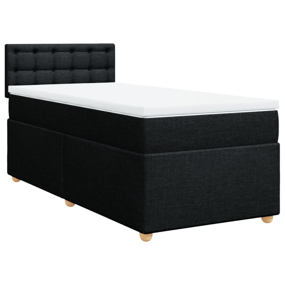 Cama box spring con colchón tela negro 80x200