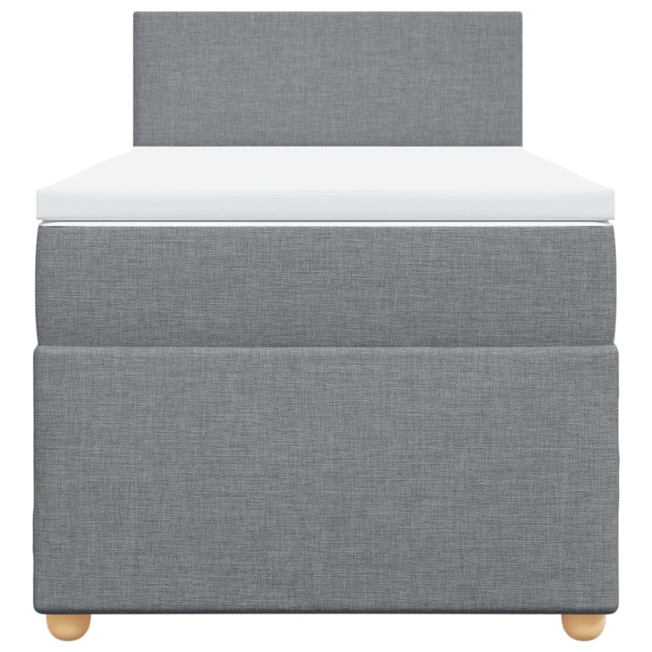 Cama box spring con colchón tela gris claro 90x190