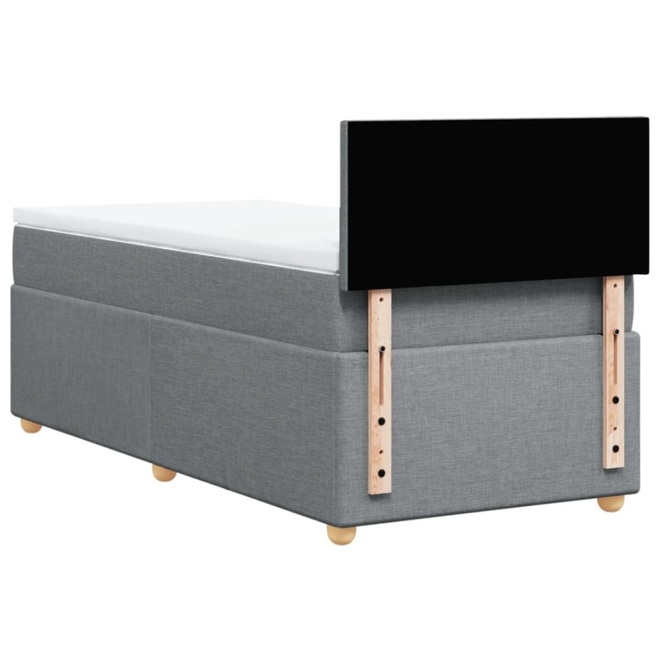 Cama box spring con colchón tela gris claro 90x190