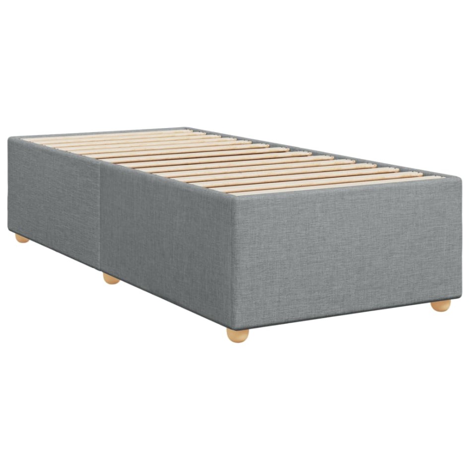 Cama box spring con colchón tela gris claro 90x190