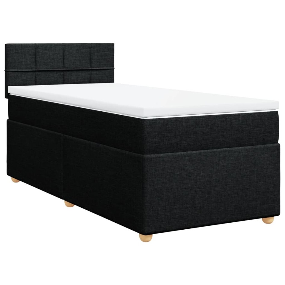 Cama box spring con colchón tela negro 90x190