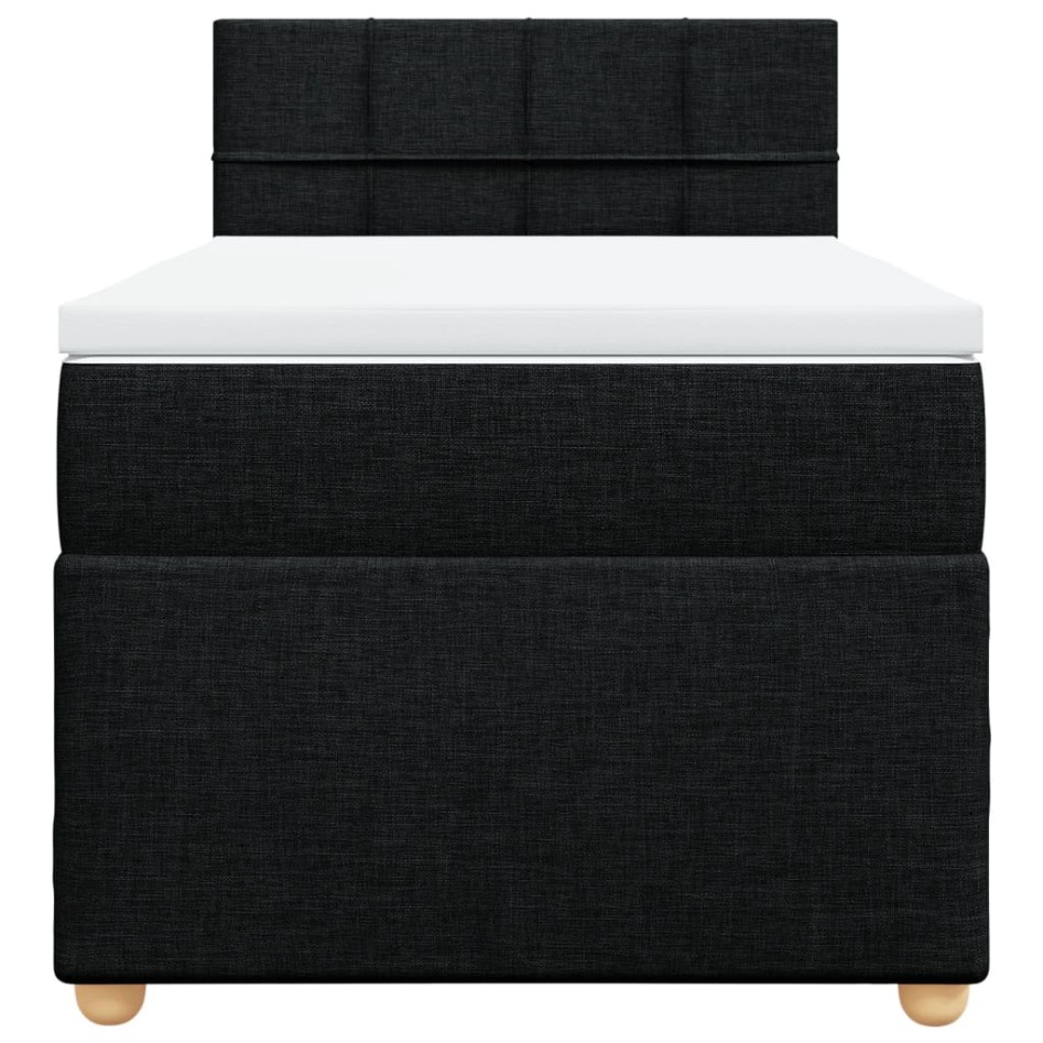 Cama box spring con colchón tela negro 90x190