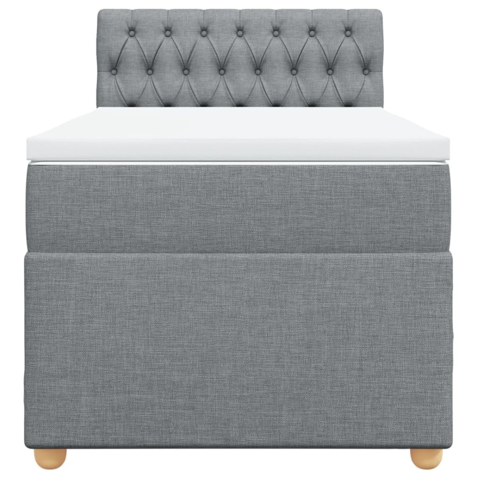Cama box spring con colchón tela gris claro 90x190