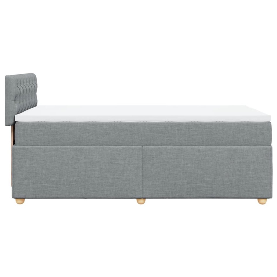 Cama box spring con colchón tela gris claro 90x190
