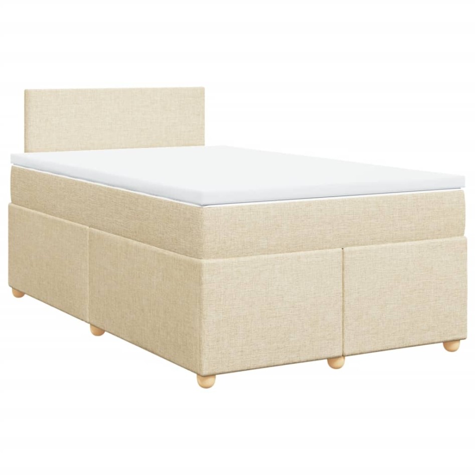Cama box spring con colchón tela color crema 120x200