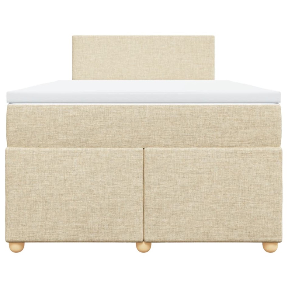 Cama box spring con colchón tela color crema 120x200