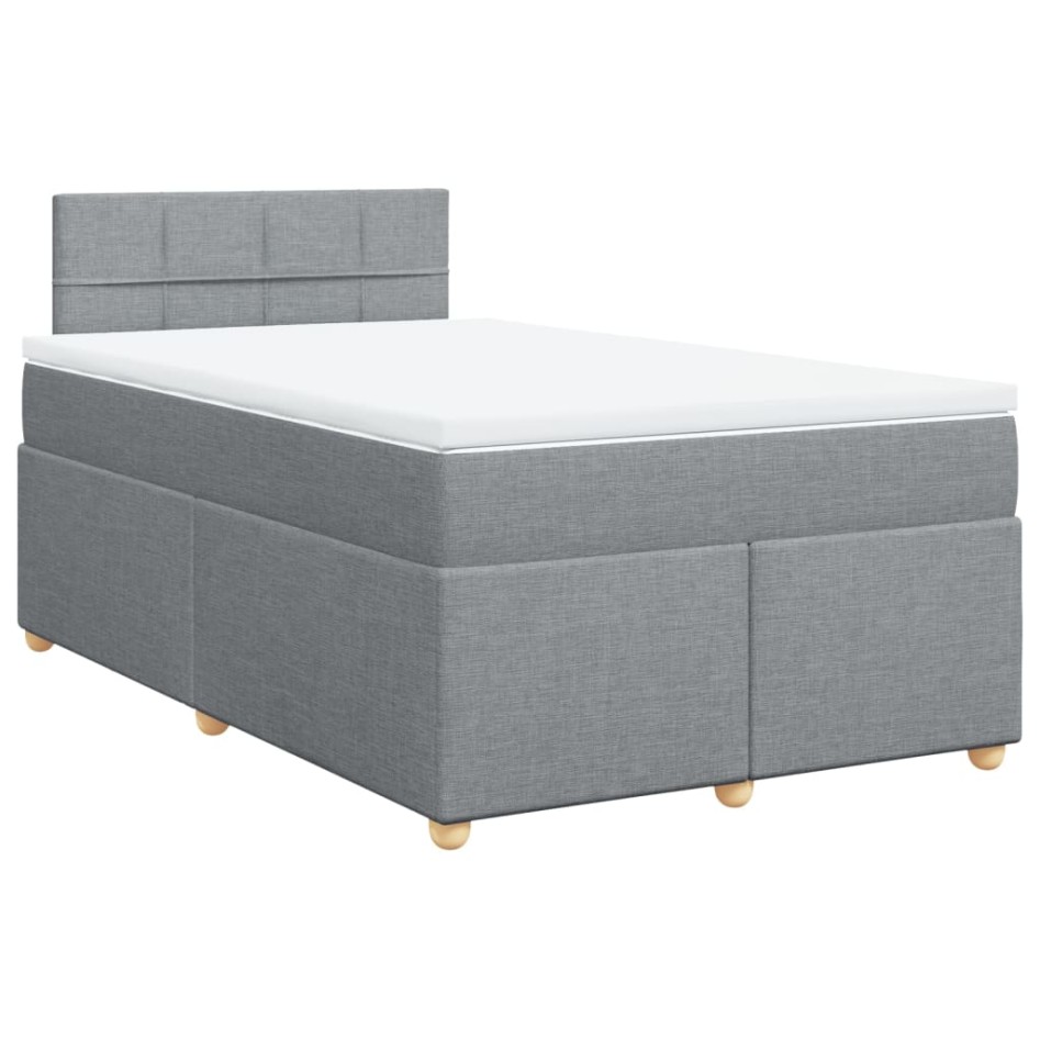 Cama box spring con colchón tela gris claro 120x200