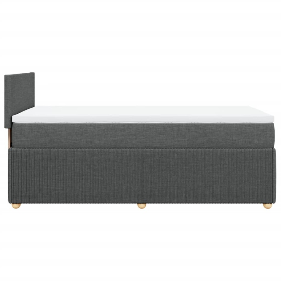 Cama box spring con colchón tela gris oscuro 90x190
