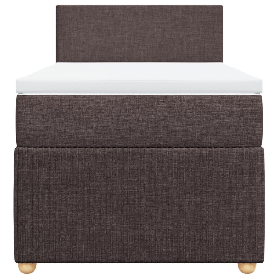 Cama box spring con colchón tela marrón oscuro 90x190