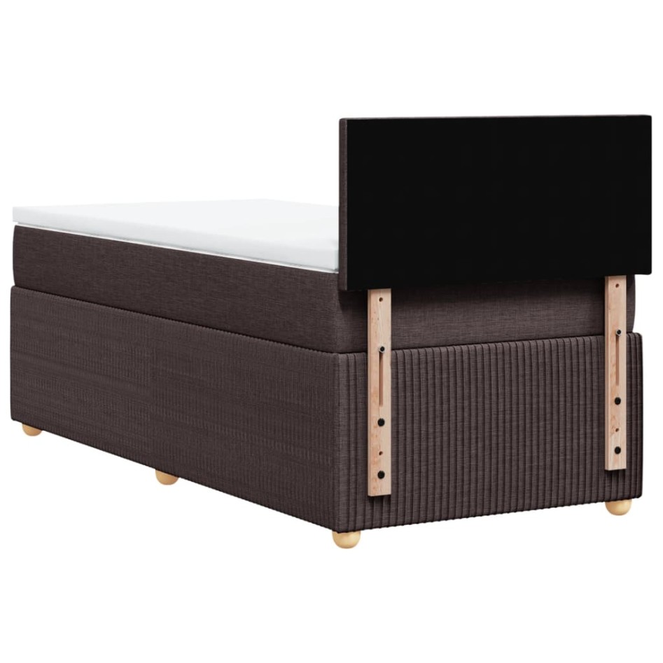 Cama box spring con colchón tela marrón oscuro 90x190