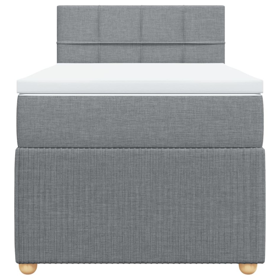 Cama box spring con colchón tela gris claro 90x190