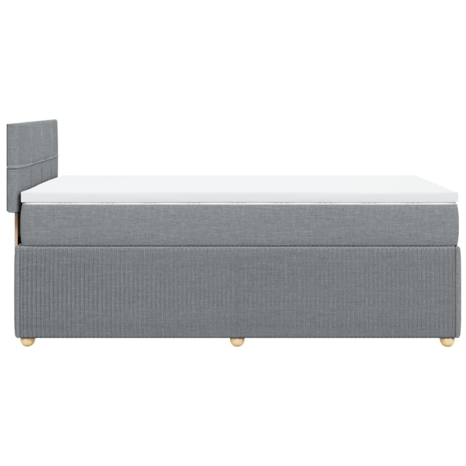 Cama box spring con colchón tela gris claro 90x190