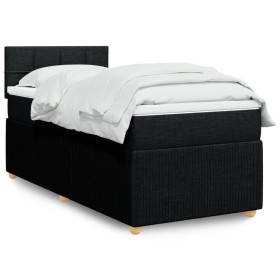 Cama box spring con colchón tela negro 90x190