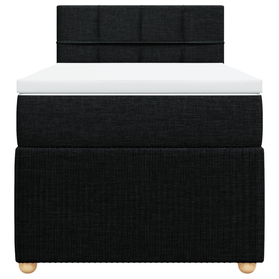 Cama box spring con colchón tela negro 90x190