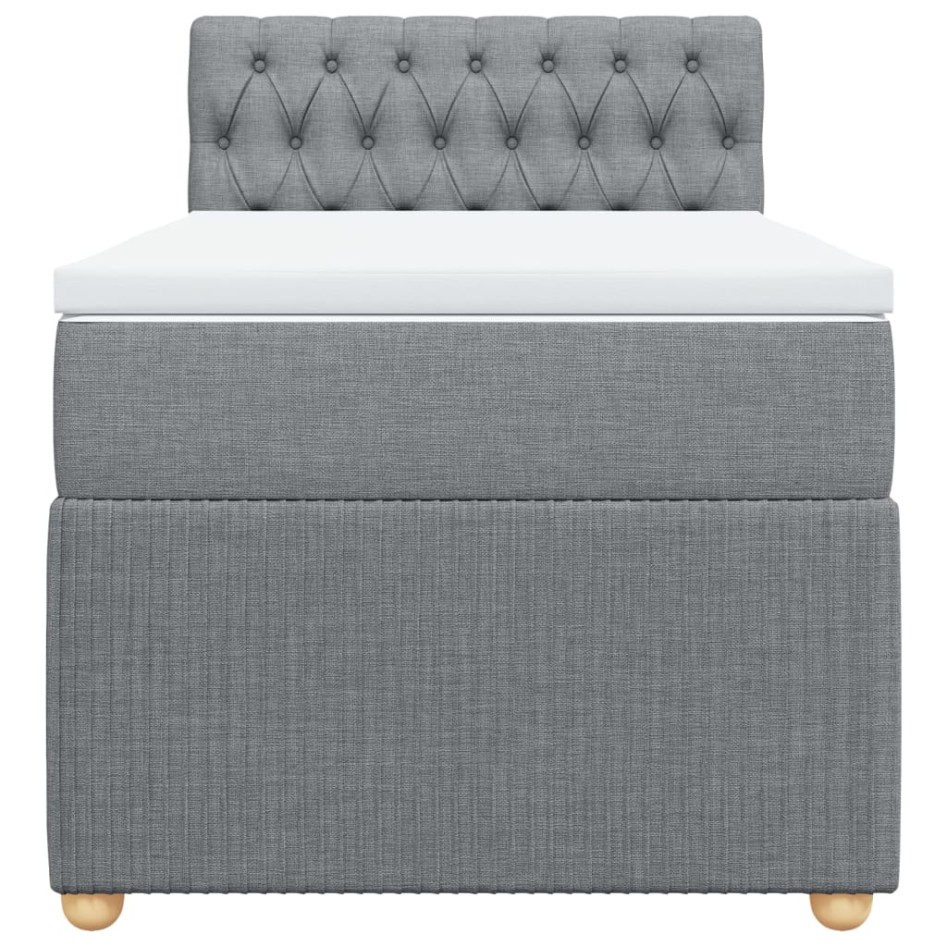 Cama box spring con colchón tela gris claro 90x190