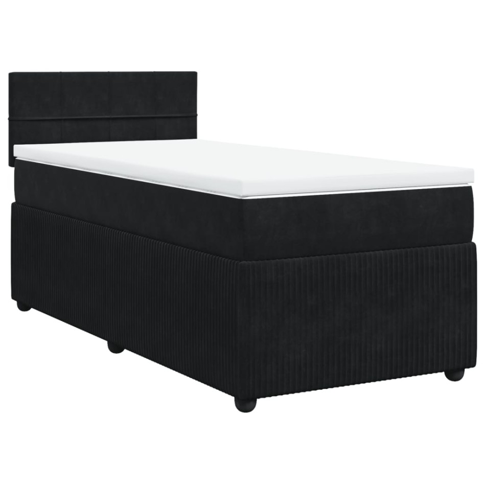 Cama box spring con colchón terciopelo negro 80x200