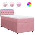 Cama box spring con colchón terciopelo rosa 80x200