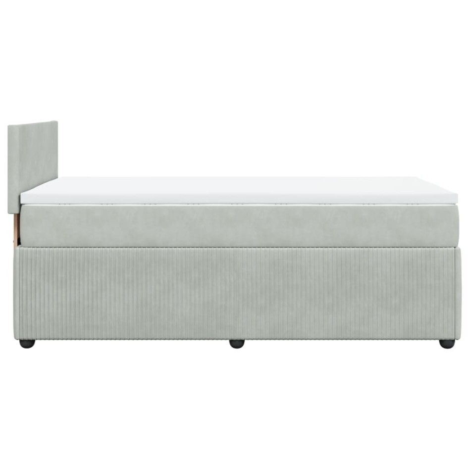 Cama box spring con colchón terciopelo gris claro 90x190