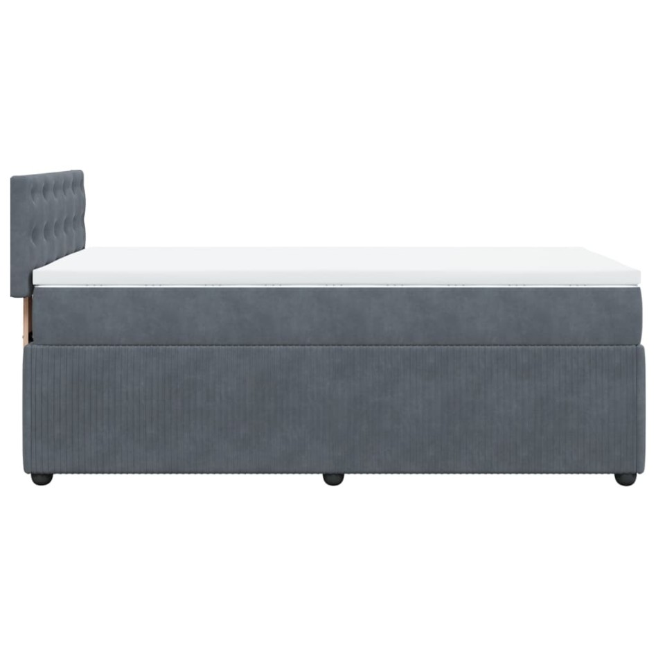 Cama box spring con colchón terciopelo gris oscuro 90x190