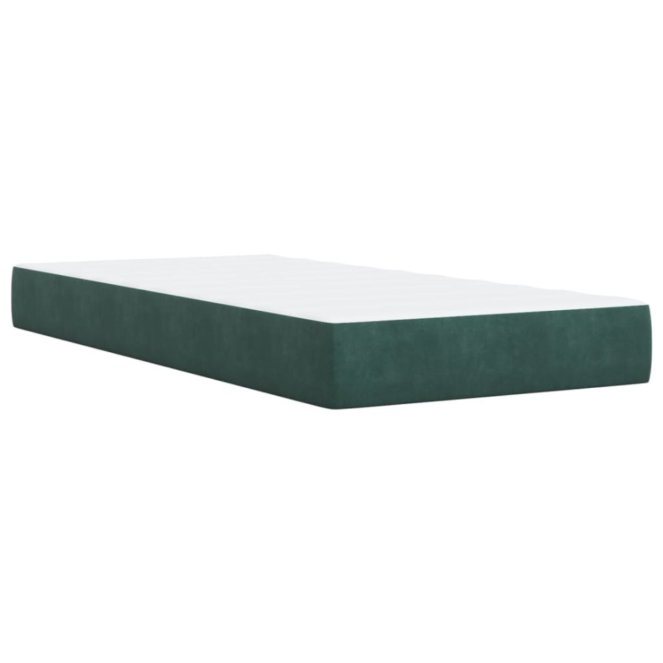 Cama box spring con colchón terciopelo verde oscuro 90x190