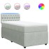 Cama box spring con colchón terciopelo gris claro 90x190