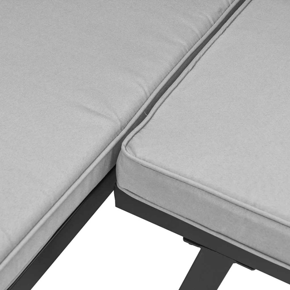 Set sofás jardín y cojines 4 pzas acero recubierto polvo