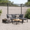Set de sofás de jardín con cojines 4 piezas aluminio negro