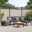 Set de sofás de jardín con cojines 5 piezas aluminio negro