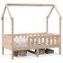 Cama con forma de casa de niños madera maciza marrón 70x140