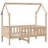 Cama con forma de casa de niños madera maciza marrón 70x140