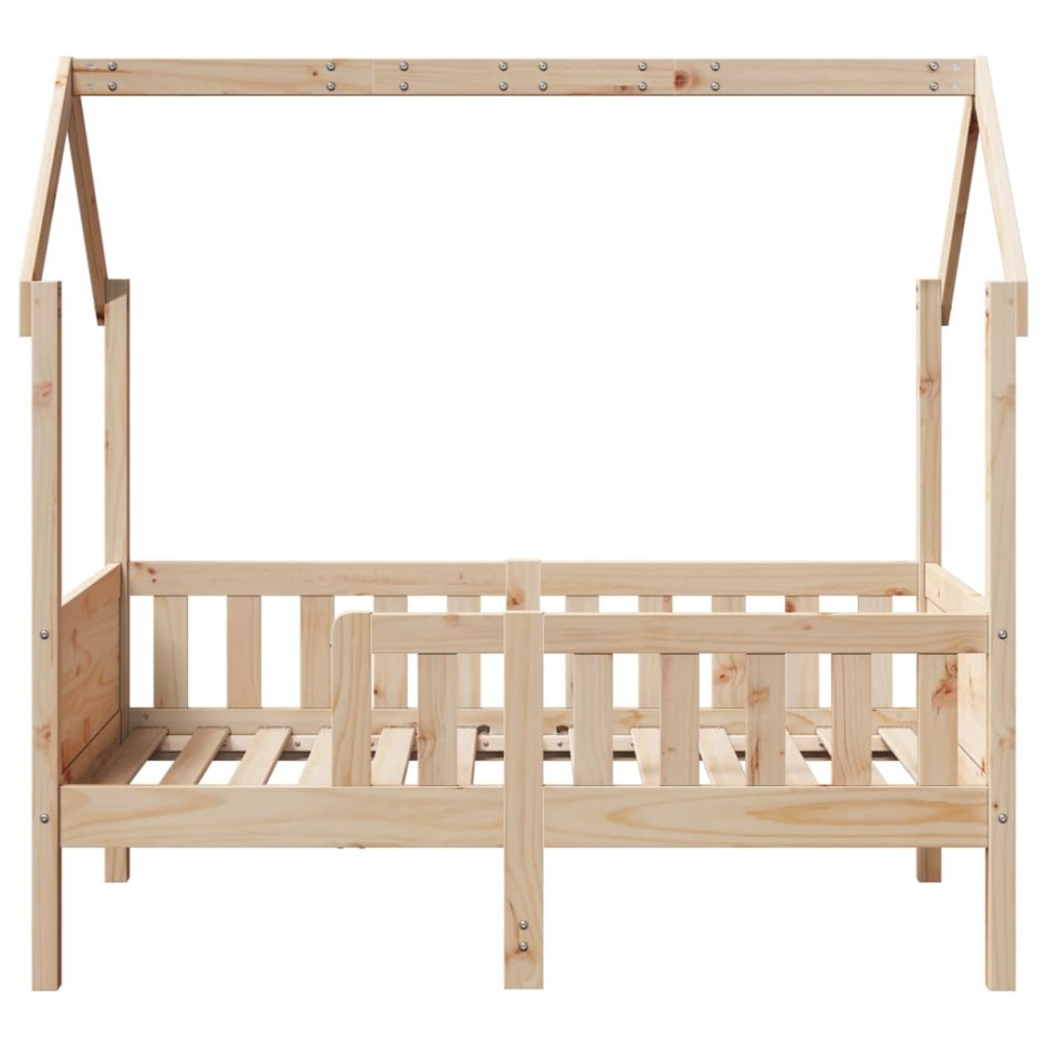 Cama con forma de casa de niños madera maciza marrón 70x140