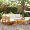 Set de sofás de jardín con cojines 5 pzas madera maciza acacia