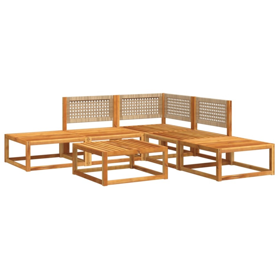 Set de sofás de jardín con cojines 6 pzas madera maciza