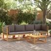 Set sofás de jardín con cojines 4 pzas madera maciza de acacia