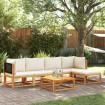 Set de sofás de jardín con cojines 6 pzas madera maciza acacia