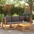 Set de sofás de jardín con cojines 3 pzas madera maciza