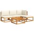 Set de sofás de jardín con cojines 5 pzas madera maciza