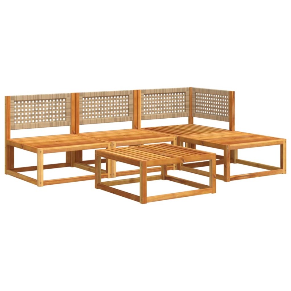 Set de sofás de jardín con cojines 5 pzas madera maciza